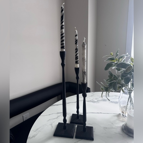 Other - Vintage Black Metal Taper Candle Holders(3)
